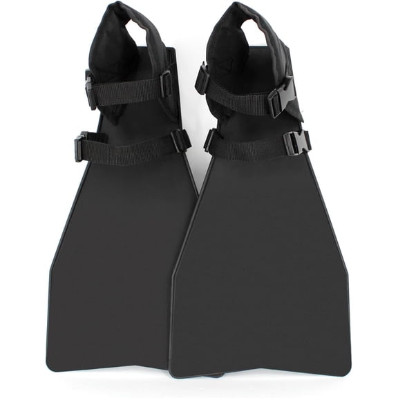 Adjustable Float Tube Fins with Buckle Straps, Rubber Swim Flippers, Black, 1 Pair
