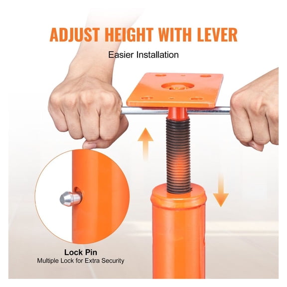 Adjustable Floor Jack 54-150 Inch Height - Heavy Duty House Jack Post - Leveling Lift for Beams, Patios, Construction - Q235 Steel