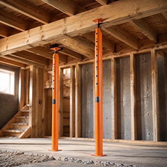 Adjustable Floor Jacks, 2 Pack, 54-150 in Height Range, 11200 Lbs Load Capacity, Steel Support Beam Posts