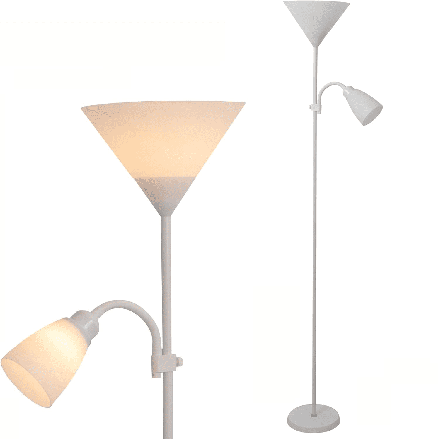 Adjustable Floor Lamp, 2 Head LED Torchiere Standing Lamp, Modern ...