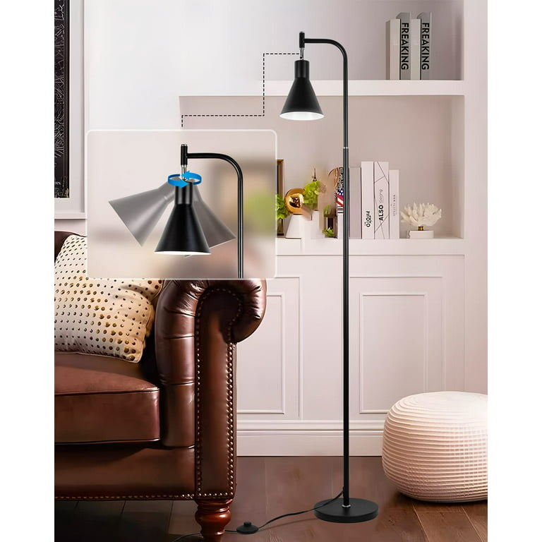 Modern LED Floor Lamp Tall Pole Standing Lamps Glass Shade Floor