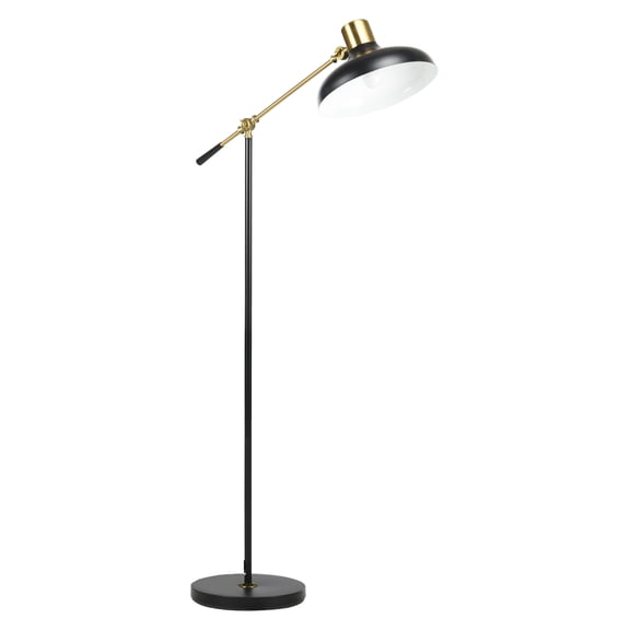Adjustable Floor Lamps for Living Room, Standing Lamp for Bedroom with Balance Arm, Adjustable Head and Height, Tall Black and Gold Lamp (Bulb not Included)