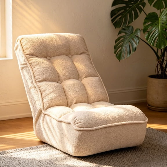 Adjustable Floor Recliner Chair, Japanese-Style Folding Lazy Sofa with Reclining Backrest, Tatami Lounge Chair for Living Room, Bedroom and Balcony
