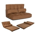 thumbnail image 1 of Adjustable Floor Sofa Bed, Foldable Lazy Sofa Bed with 6 Position Backrest & 2 Pillows, Convertible Futon Couch Bed with Suede Cloth Cover, Lounge Recliner for Living Room (Coffee), 1 of 8
