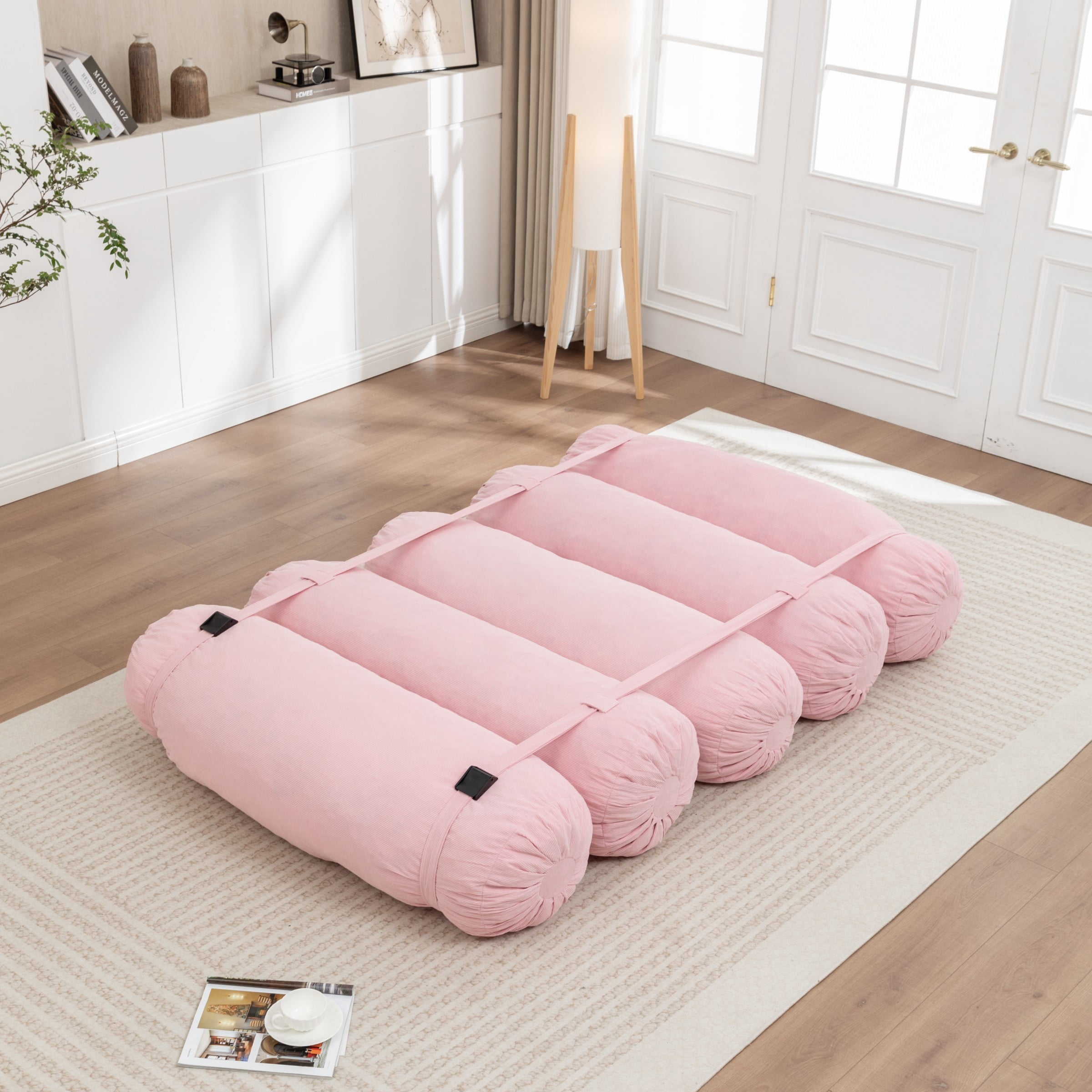 Adjustable Floor Sofa, Corduroy Lazy Sofa Chair with Adjustable Straps ...
