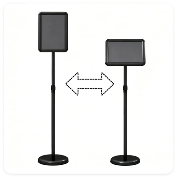 Adjustable Floor Standing Sign Holder, 8.5"x11" Front Loading Snap Frame with 360 Rotatable Frame, Water/Sand Fillable Weighted Base for Retail Restaurant Hotel - Black