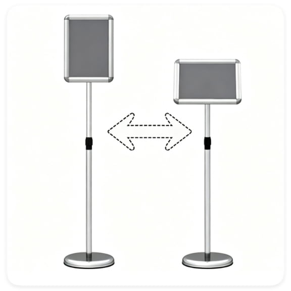 Adjustable Floor Standing Sign Holder, 8.5"x11" Front Loading Snap Frame with 360 Rotatable Frame, Water/Sand Fillable Weighted Base for Retail Restaurant Hotel - Silver