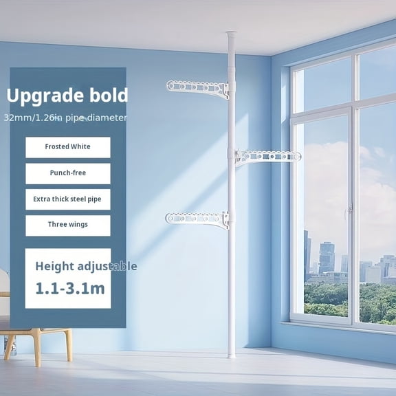 Adjustable Floor-to-Ceiling Clothes Rack - No-Drill Freestanding Organizer for Bedroom & Balcony