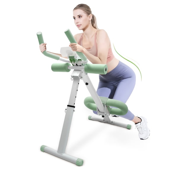 Adjustable Foldable Abdominal Trainer with LCD Monitor, Iron Core Machine for Stomach Workout, Universal Home Gym Equipment, Green Color, No Battery Required