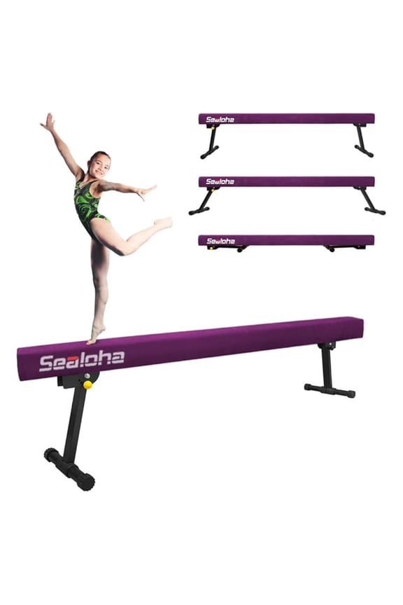 Adjustable Foldable Balance Beam, Suede Gymnastics Training Equipment for Home, 8 Foot