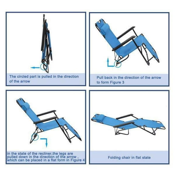 Adjustable Foldable Garden Lunger,Patio Lunge Chairs, Outdoor Lunge Chair Recliners  for Beach Garden Family Pool, Portable Dual Purposes Extendable Folding Reclining Chair Bench, Blue