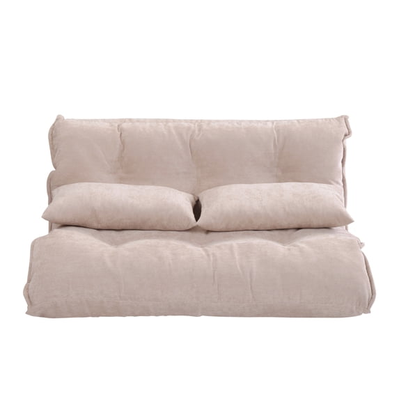 Adjustable Foldable Leisure Sofa Bed with Tufting, Beige - Saltoro Sherpi