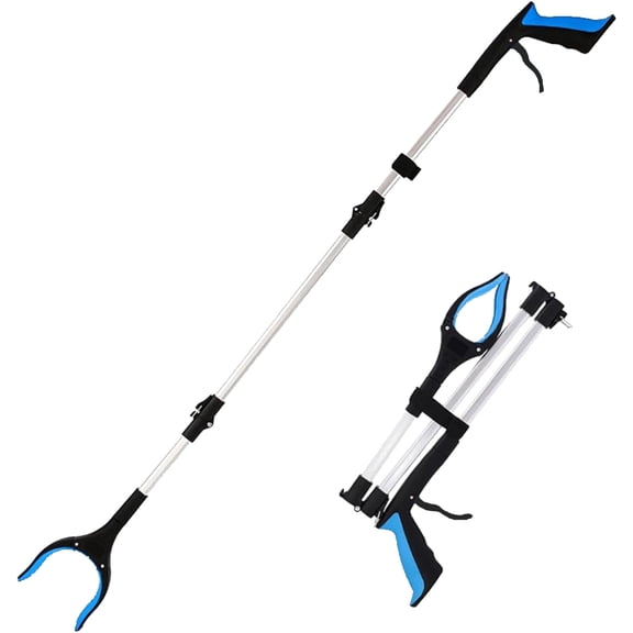 Adjustable Foldable Litter Picker Grabber Tool, 360 °   Rotating Jaw Trash Pickup Stick, Extendable Aluminum Reacher Grabber for Outdoor Yard Garden Garbage Cleaning