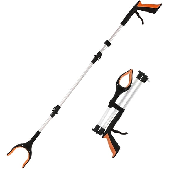 Adjustable Foldable Litter Picker Grabber Tool, 360 °   Rotating Jaw Trash Pickup Stick, Extendable Aluminum Reacher Grabber for Outdoor Yard Garden Garbage Cleaning