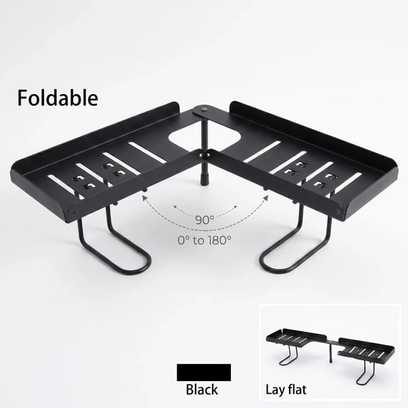 POITVD Adjustable Foldable Over Faucet Shelf Organizer, 180° Rotating Sink Caddy, Quick-Drain Kitchen & Bathroom Countertop Storage, Cream