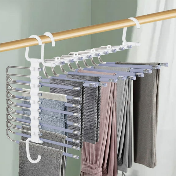 Adjustable Foldable Pants Hanger, Stainless Steel Clothes Organizer with Anti-Slip Design for Closet Storage, Space Saving Multi-Purpose Storage Rack for Travel Home and Small Spaces