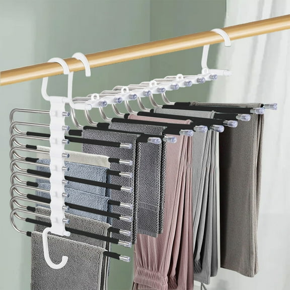 Adjustable Foldable Pants Hanger, Stainless Steel Clothes Organizer with Anti-Slip Design for Closet Storage, Space Saving Multi-Purpose Storage Rack for Travel Home and Small Spaces