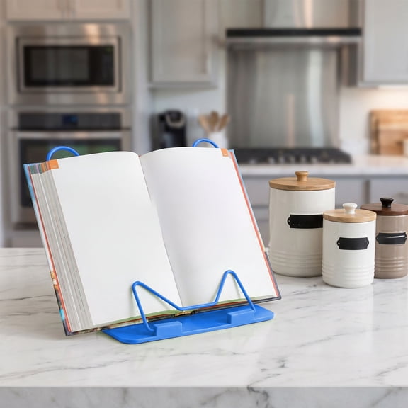 Adjustable Foldable Plastic Reading Stand for Cookbooks, Tablets, And Schoolbooks, Multi Angle with Page Clips