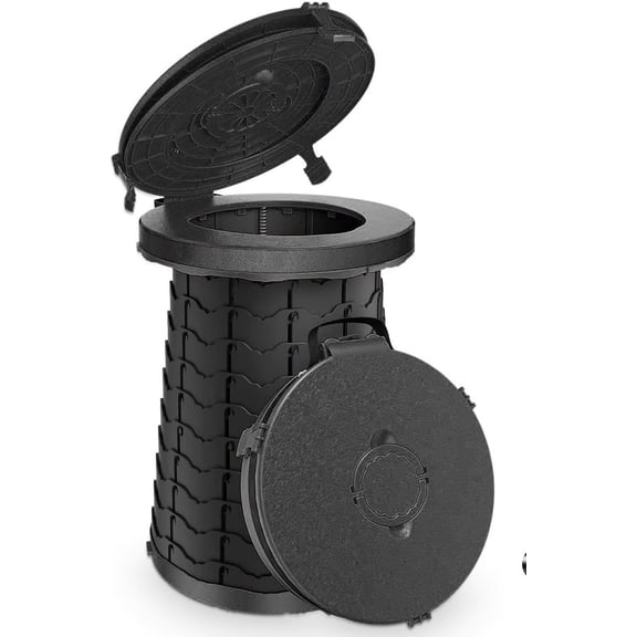 Adjustable Foldable Portable Camping Toilet with Lid, Strap and Bag