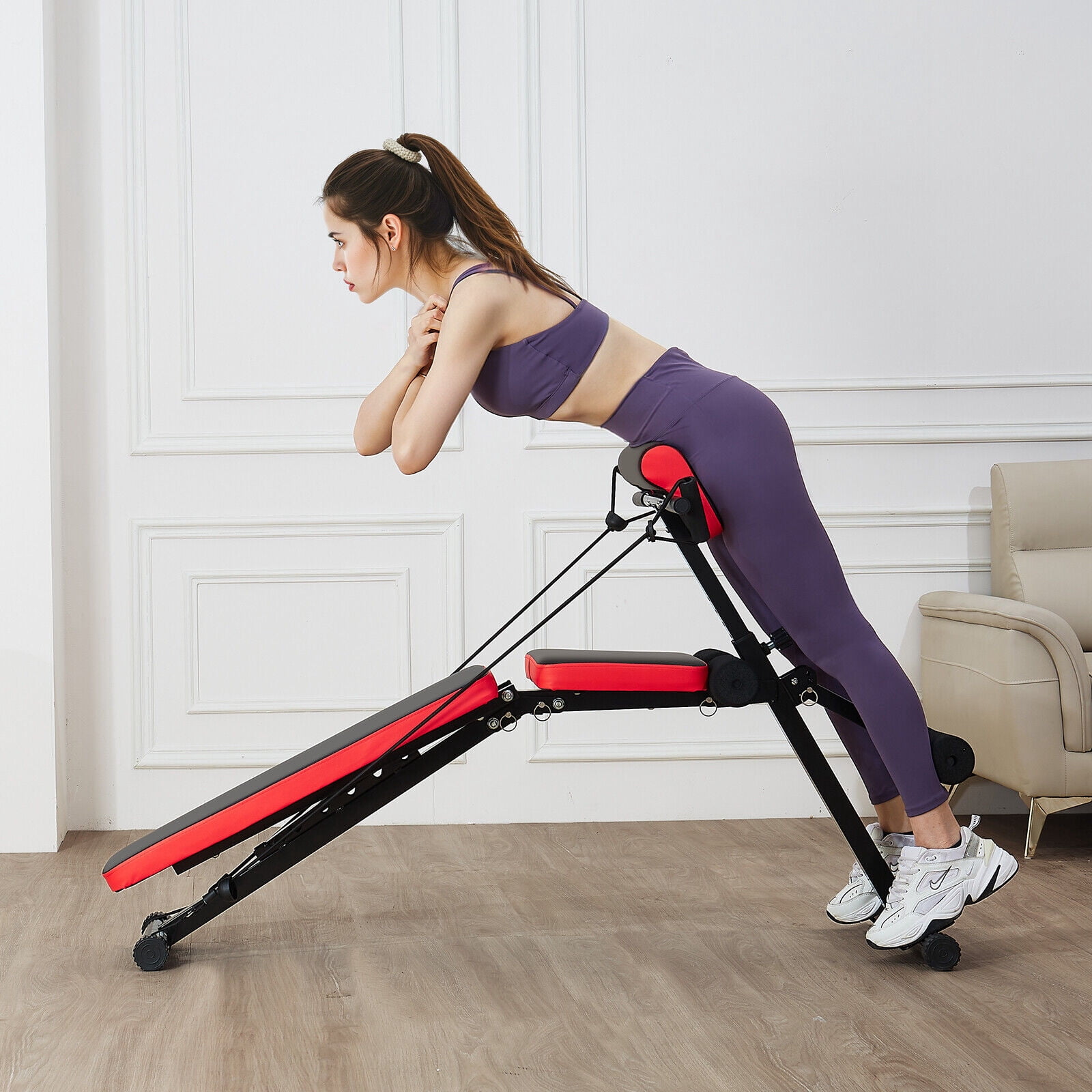 Adjustable Foldable Roman Chair Back Extension Bench for Home Gym Use ...