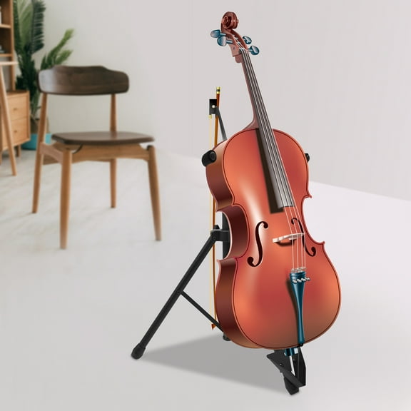 Adjustable Foldable Stand for Cello with Hook for Bow - Black
