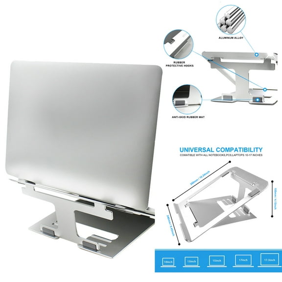 Adjustable & Foldable Tablet Stand Holder, Aluminum Alloy iPad Stand for Desk, Silver