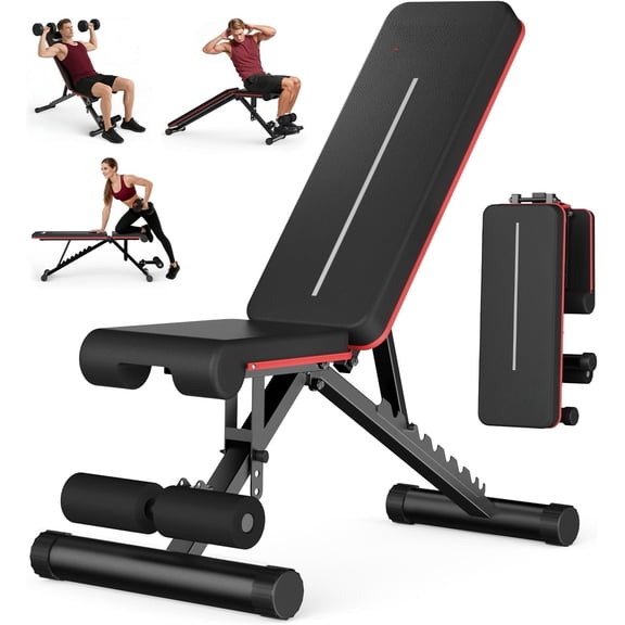 Adjustable Foldable Weight Bench for Gym with 660LBS, Workout Bench for Incline Decline Flat Bench Press, Full Strength , Ideal for Small Space Apartment