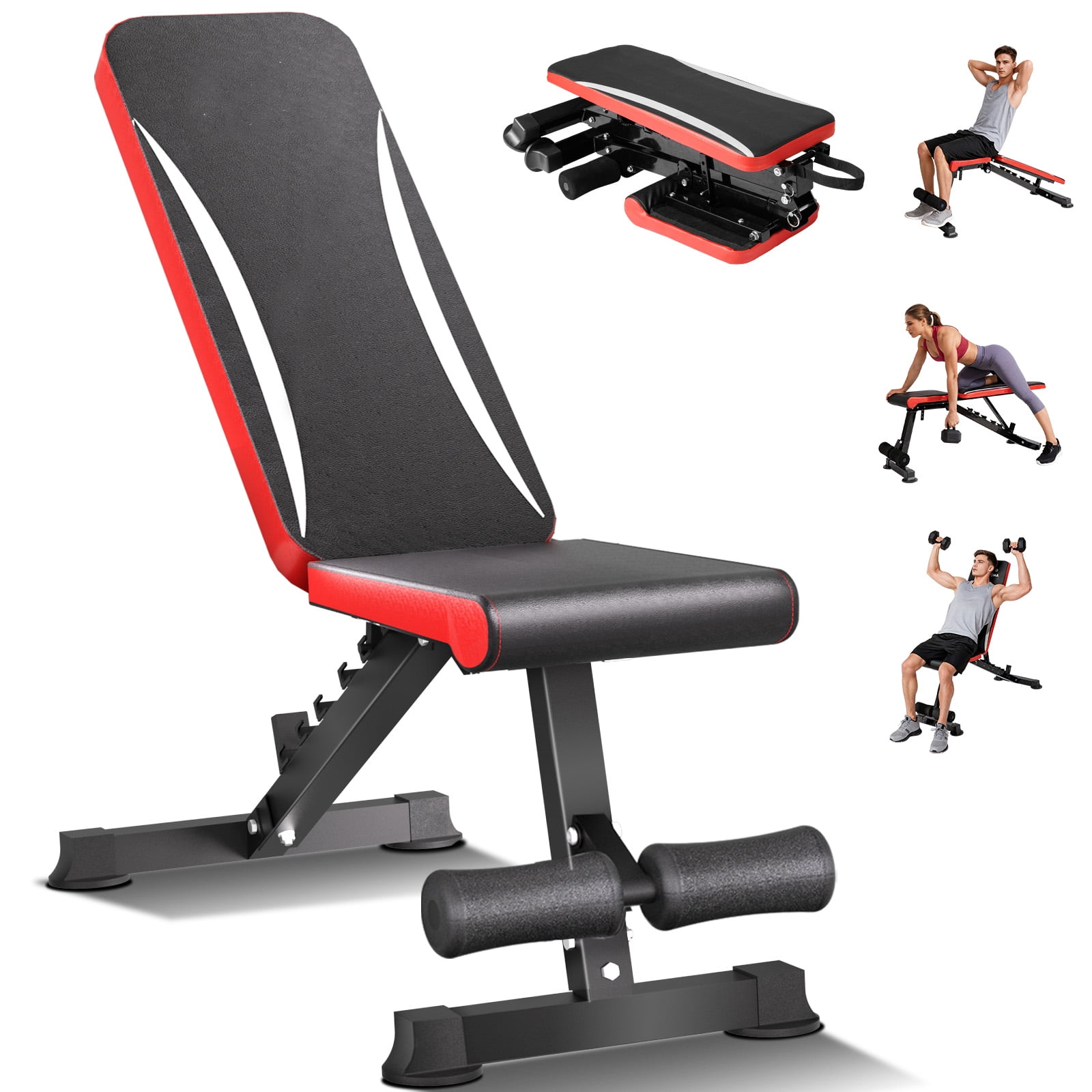 Adjustable Foldable Weight Bench with 7 Backrest 4 Seat Adjustments 900 Lbs Capacity