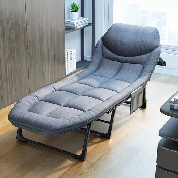 Adjustable Folding Cot Bed, 6-Position Indoor Lounge Chair with Padded Mattress, 550 lbs Heavy Duty Support, Portable Sleeper for Office Nap, Bedroom Guest Bed