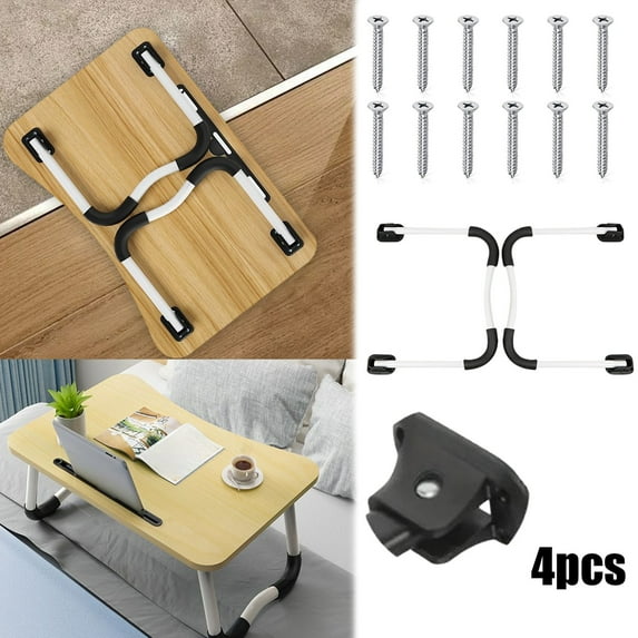 Adjustable Folding Desk Legs - 50KG Load Steel Frame Table Legs, Tool-Free Assembly for DIY Bed Table, Study Station & Dorm Space-Saving Accessory
