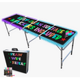 thumbnail image 1 of Portable Folding Table with Dry Erase Surface, LED Lights and Markers - Adjustable 8 ft or 4 ft Kids and Adult Party Table, 1 of 9