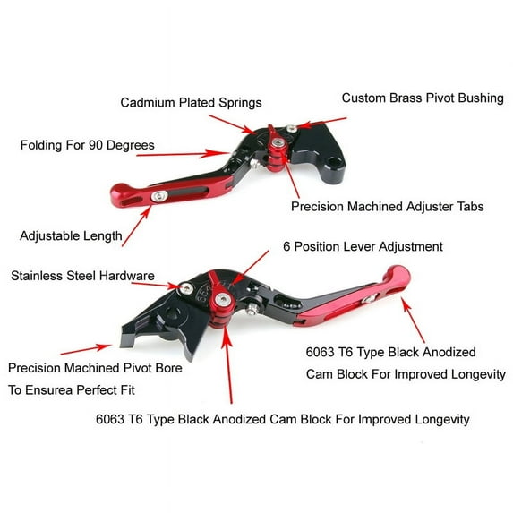 Adjustable Folding Extendable Brake Clutch Levers For Yamaha FZ1 FZ8 XJ6 FZ6 Red