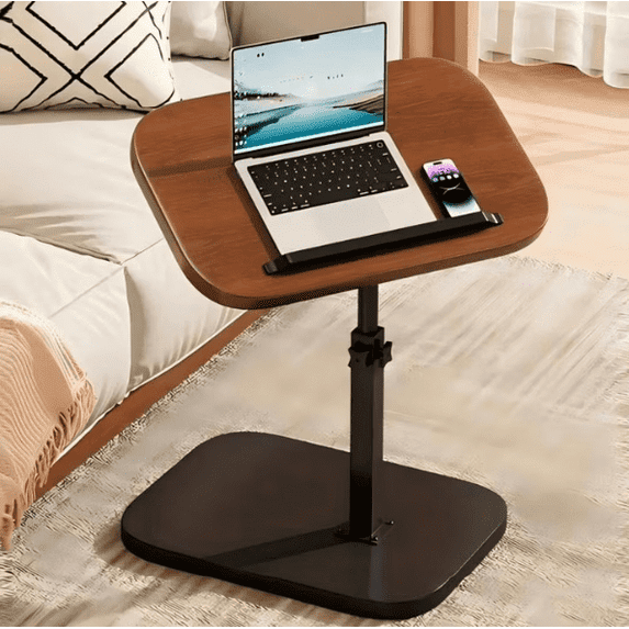 Adjustable Folding Laptop Table, Portable Home Office Desk, Bedside and Sofa Side Table, Sturdy Metal Frame, Space-Saving, Rotatable and Height Adjustable