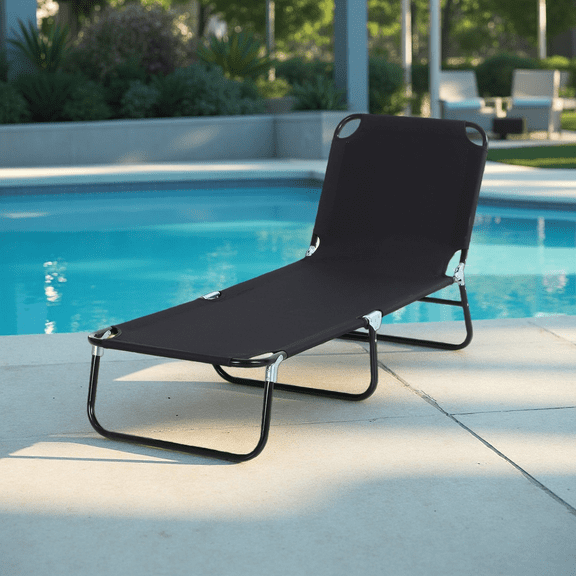 Adjustable Folding Lounge Chair with 5-Position Recline, Portable Sun Lounger for Poolside & Patio, Quick-Dry Oxford Fabric, 265lbs Capacity