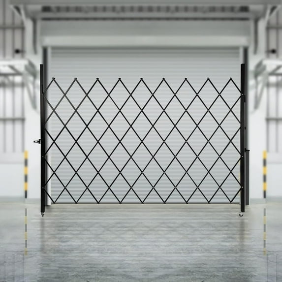Adjustable Folding Safety Gate, Heavy-Duty Security Barrier, Lockable with Universal Wheels, Ideal for Corridors, Garages, & High-Traffic Entrances