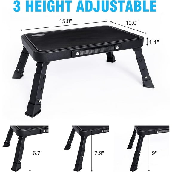Adjustable Folding Step Stool for Adults and Seniors, Foldable Step Ladder with Anti-Slip Platform and Rubber Feet, 350Ibs Capacity