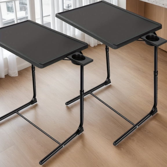 Adjustable Folding Table 2pcs- TV , 6-Level Height Adjustment, 3 Tilt Angles, Suitable for Dining Service Furniture and Portable Bar