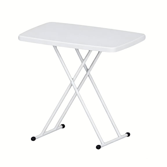 Adjustable Folding Table and Chair Set – Portable Plastic Rectangular Desk with Metal X-Frame, Personal Snack & Laptop Table for Office, Dorm, Bedroom, Living Room