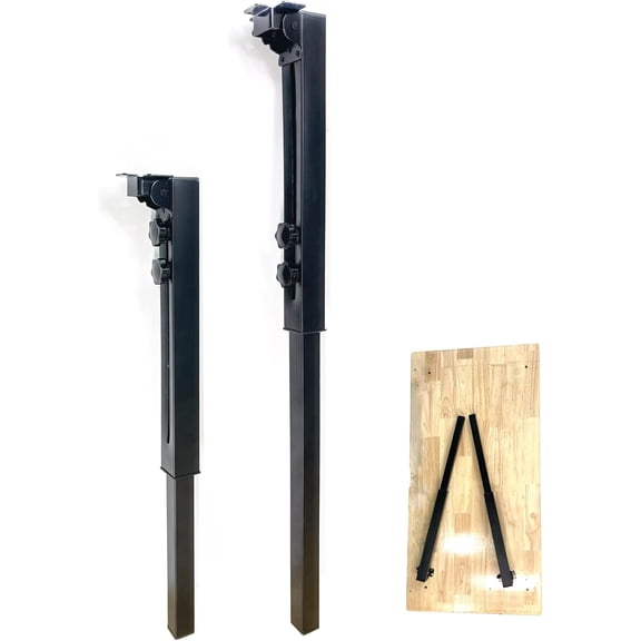 Adjustable Folding Table Legs 25-34", Heavy Duty Metal, Set of 2 | Height Adjustable, Foldable, Sturdy | for DIY Desks, Computer Tables, Office Workstations, RV Camping, Outdoor Furniture