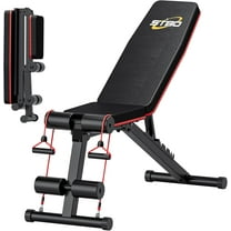 Adjustable Folding Weight Bench,Foldable Incline Decline Workout Bench Sit Up Bench with Resistance Band,Multifunctional Bench Home Gym Equipment for Full Body Workout
