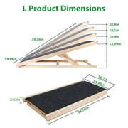 Adjustable Folding Wooden Pet Ramp, TeqHome Portable Dog Cats Ramp for Bed and Car, Non Slip Dog Ramp with 2 Levels Height Adjustable for Couch Car SUV, Up to 61LBS Load - L