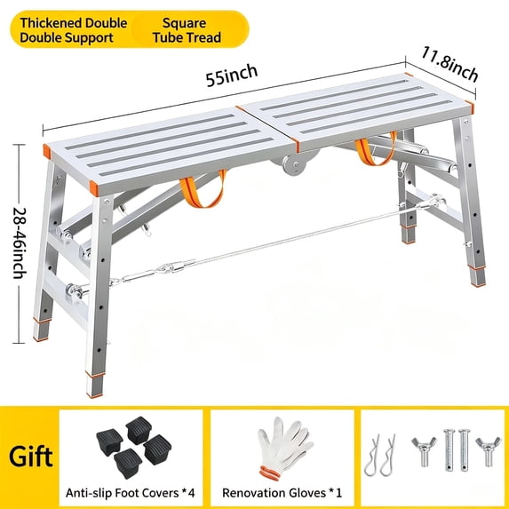 Movable Steel Bench Adjustable Folding Work Platform, Portable Metal Scaffold Work Bench ...