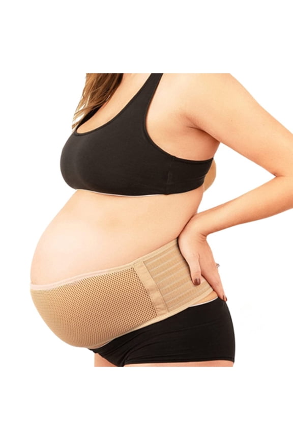 Adjustable Fonmwin Maternity Support Belt 45.27Inch Soft Cloth Belly Waist Pelvic Stabilizing Band for Daily Pregnant Women Wearing Beige