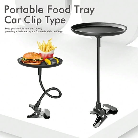 Adjustable Food Tray For Car, 360 Swivel Non-Slip Car Food Table For Drinks And Snacks