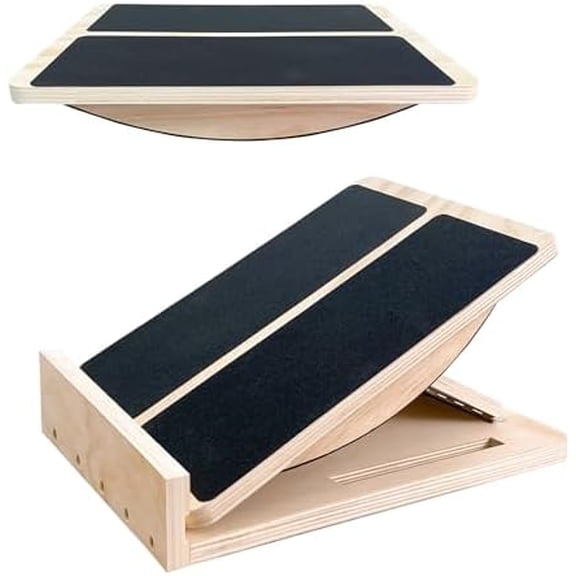 Adjustable Foot Incline Wooden Slant Board For Calf Stretching,440lb Capacity, Balance Velour Stretcher Ankle Stretch Knee Leg Boards Squats Wedge Exercise Fitness Equipmentsland &Balance Board)