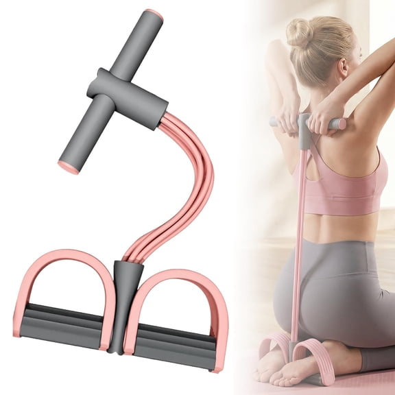 Adjustable Foot Pedal Resistance Band with Handles - Multifunctional Elastic Band for Home Yoga, Strength Training & Full-Body Exercise(pink)