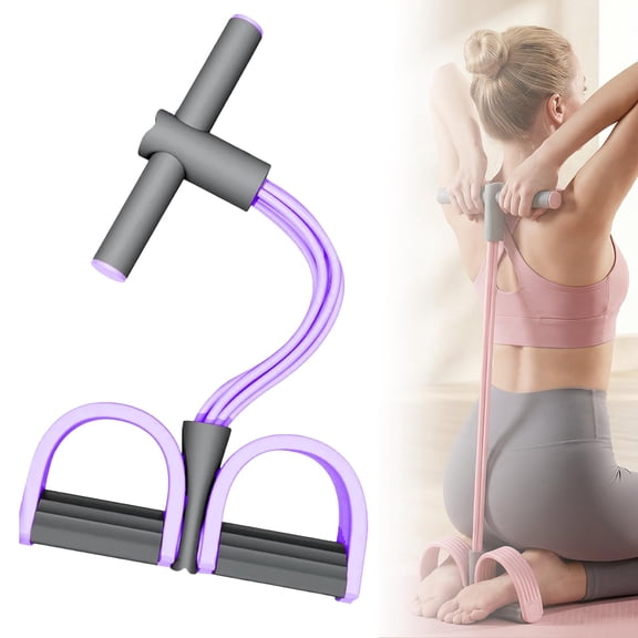 Adjustable Foot Pedal Resistance Band with Handles - Multifunctional Elastic Band for Home Yoga, Strength Training & Full-Body Exercise(purple)