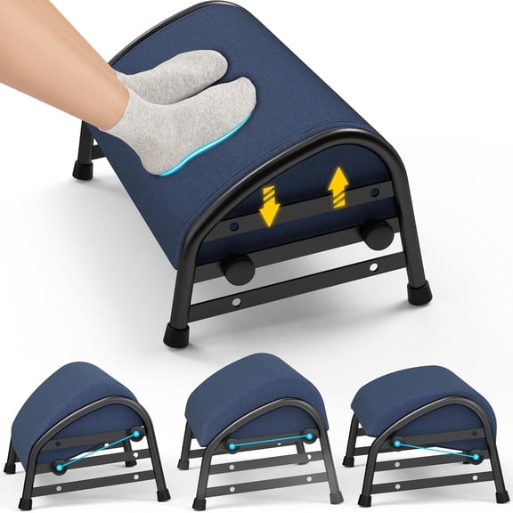 Adjustable Foot Rest for Under Desk at Work, Ergonomic Foot Stools with 7 Positions, Elevated Cushion Under Desk Footrest with Metal Frame, Leg Rest Used for Home, Car, PC Gaming Accessories