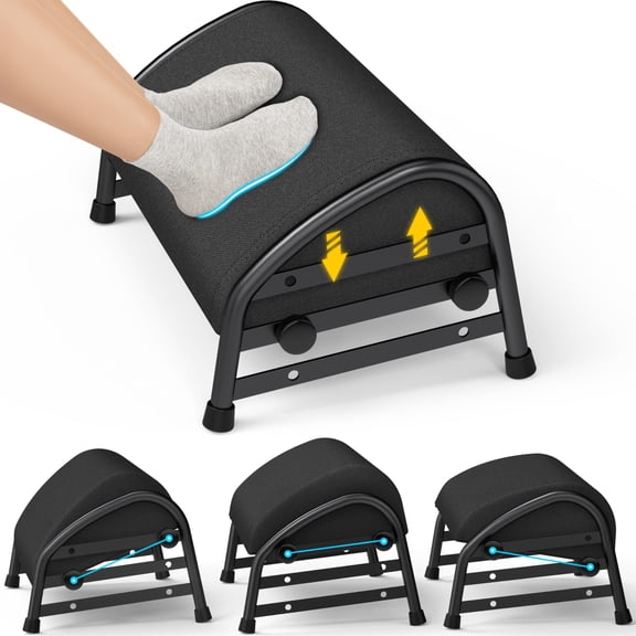 Adjustable Foot Rest for Under Desk at Work, Ergonomic Foot Stools with 7 Positions, Elevated Cushion Under Desk Footrest with Metal Frame, Leg Rest Used for Home, Car, PC Gaming Accessories