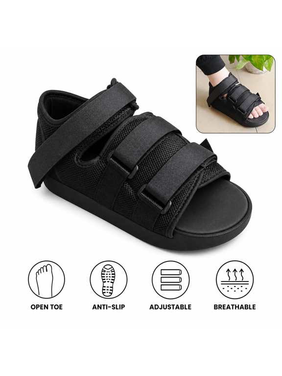 Adjustable Foot Support Walking Boot Ankle Brace Size M, Black